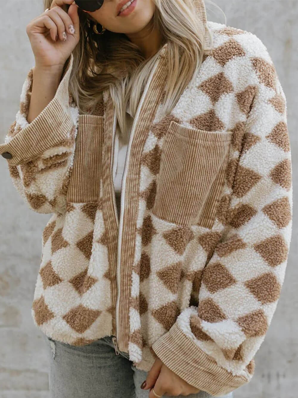 TAHIRA | Jas met rits van fleece