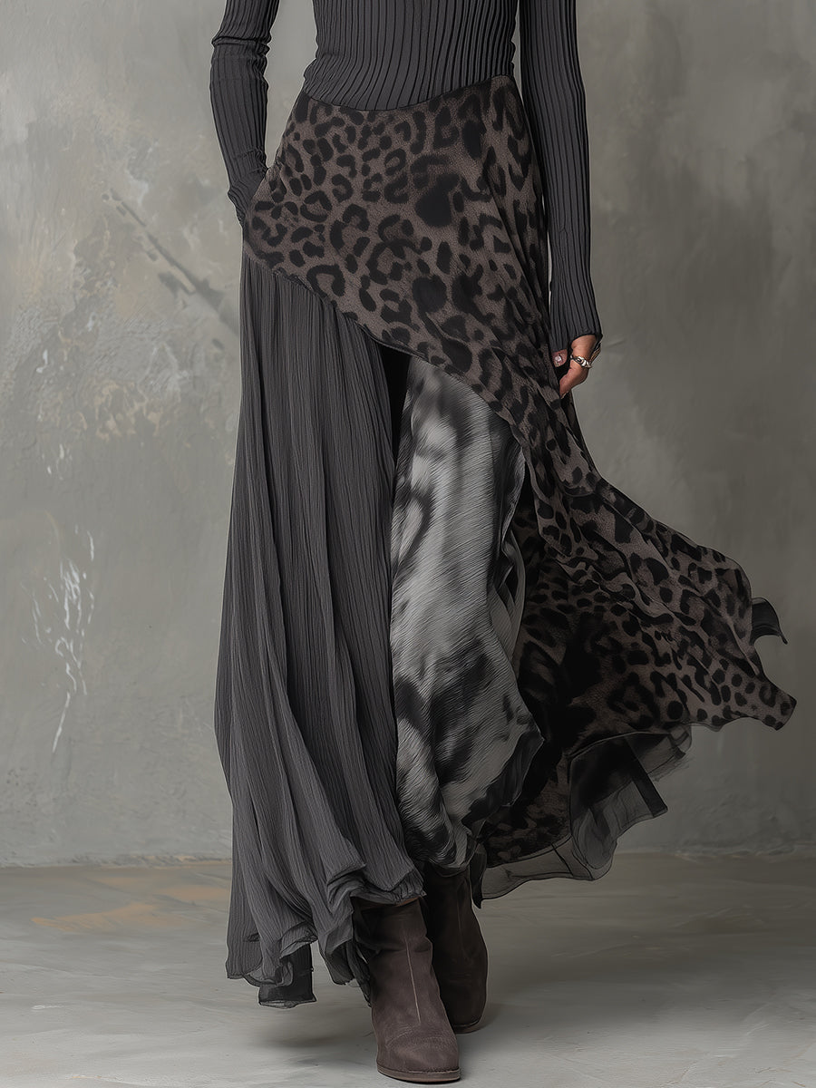Kaia | Lange Jurk met Luipaardprint