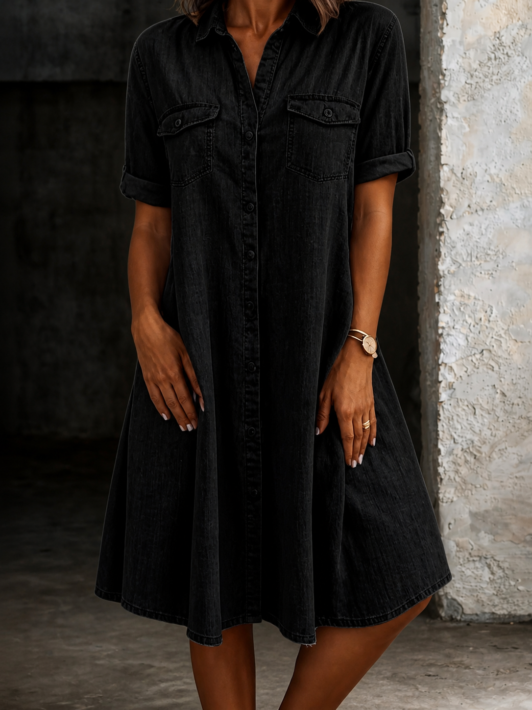 Alessia | Casual denim midi-jurk