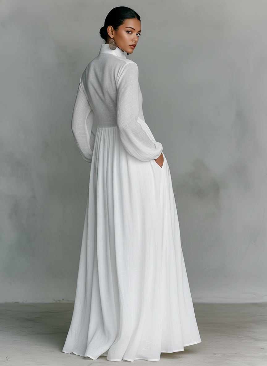 Solène | Minimalistische Maxi Jurk van Katoen en Linnen