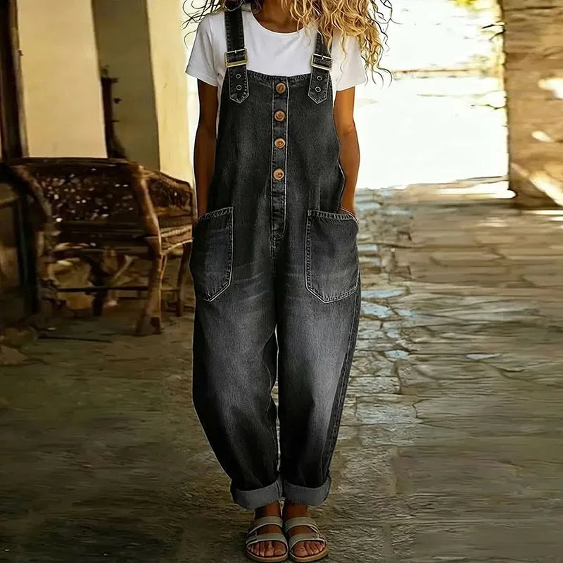 Donatella | Vintage denim jumpsuit met verstelbare schouderbanden