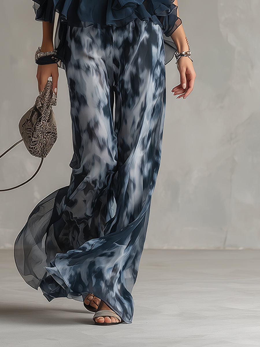 Seraphina | Elegante Chiffon Set met Wijde Broek
