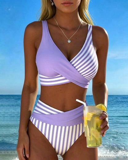Émilienne | Overslagbikini met streeppatroon