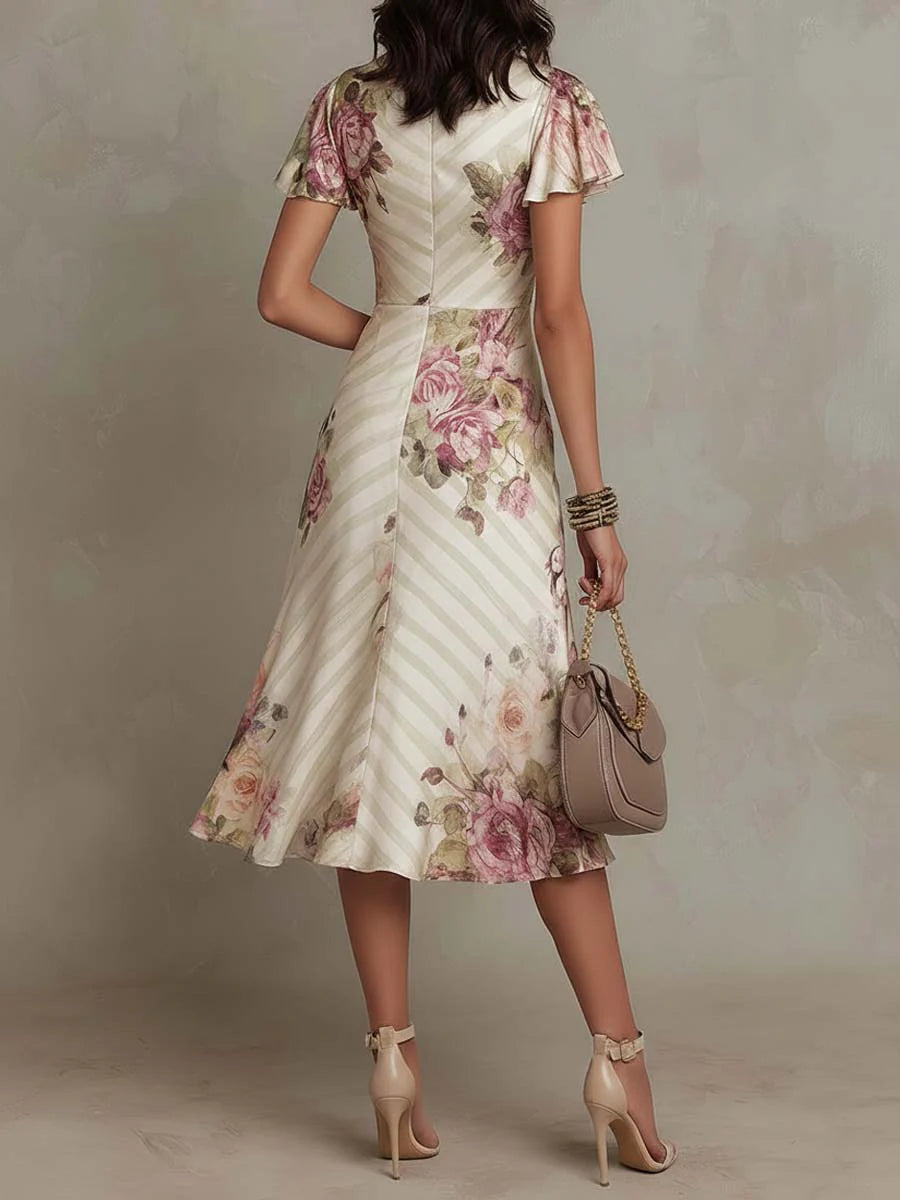 Juliette | Elegante Satijnen Bloemenjurk