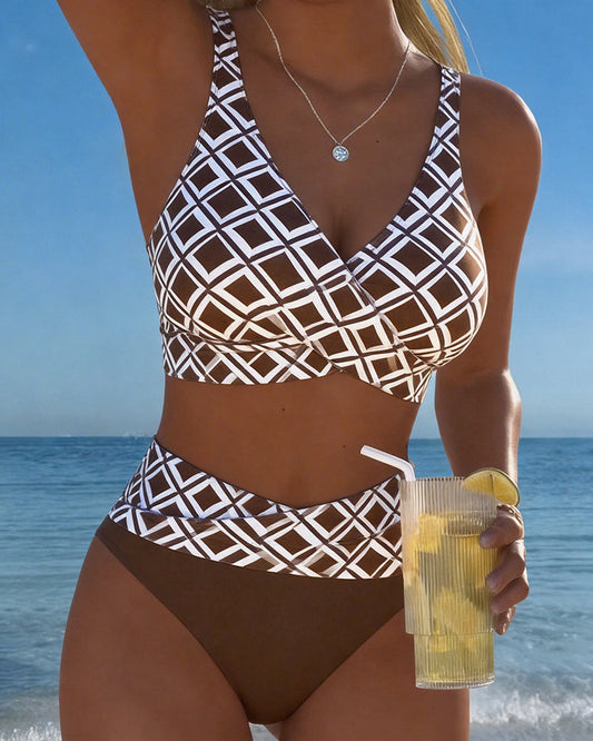 Mireia | High-waist bikini met ruitprint