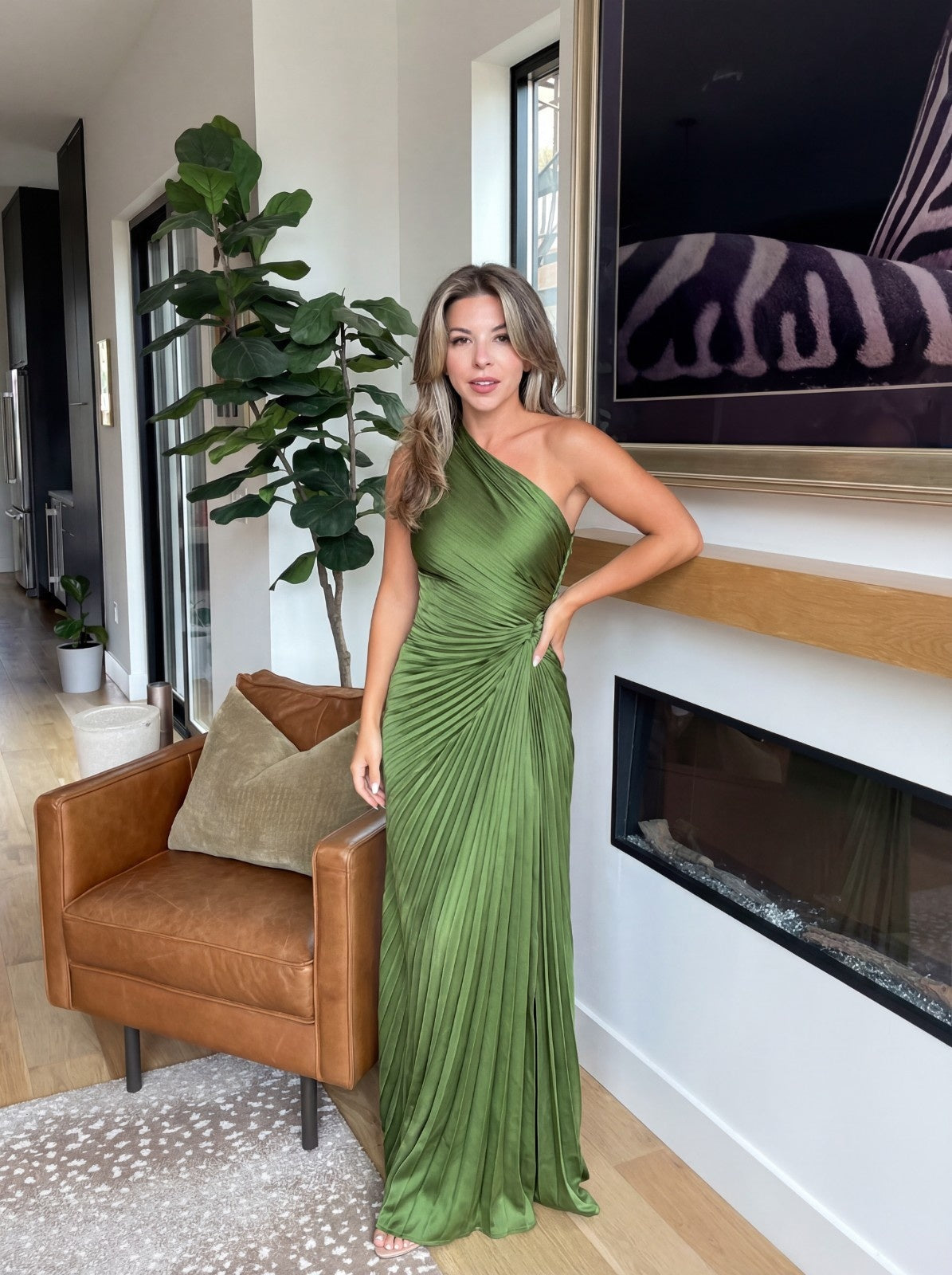 Alessandra | Elegante One-Shoulder Jurk met Plooidetails