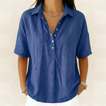Amber | Blouse met kraag en knoopdetail 1+1 GRATIS