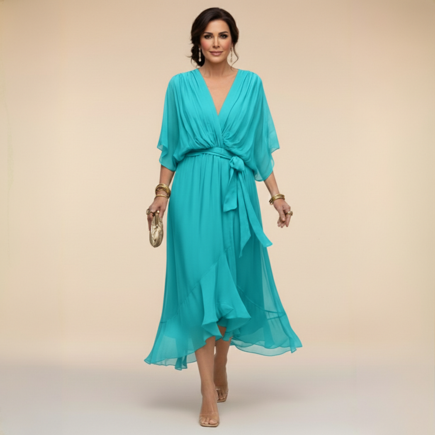 Juliette | Stijlvolle Chiffon Jurk met V-Hals