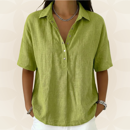 Amber | Blouse met kraag en knoopdetail 1+1 GRATIS