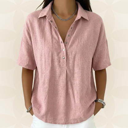 Amber | Blouse met kraag en knoopdetail 1+1 GRATIS