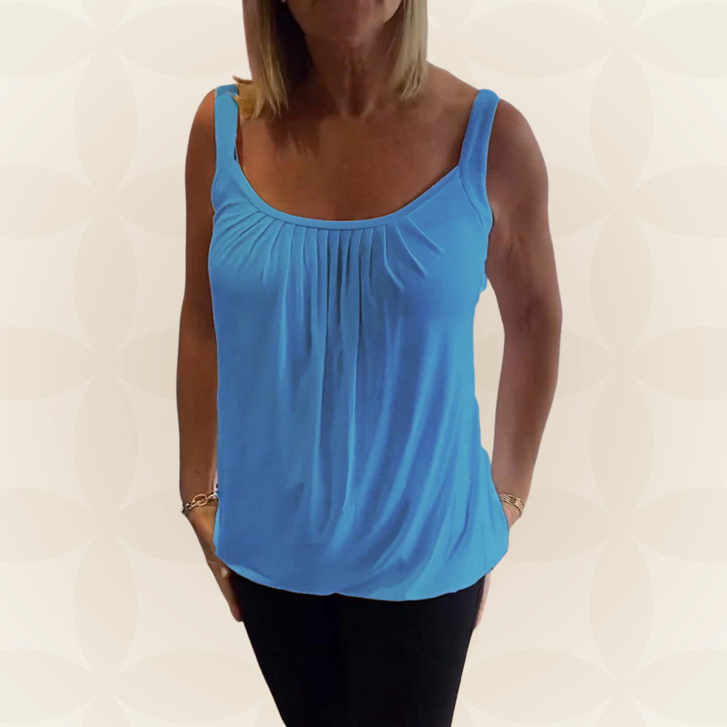 Sarah | Geplooide echte relaxte mouwloze top 1+1 GRATIS