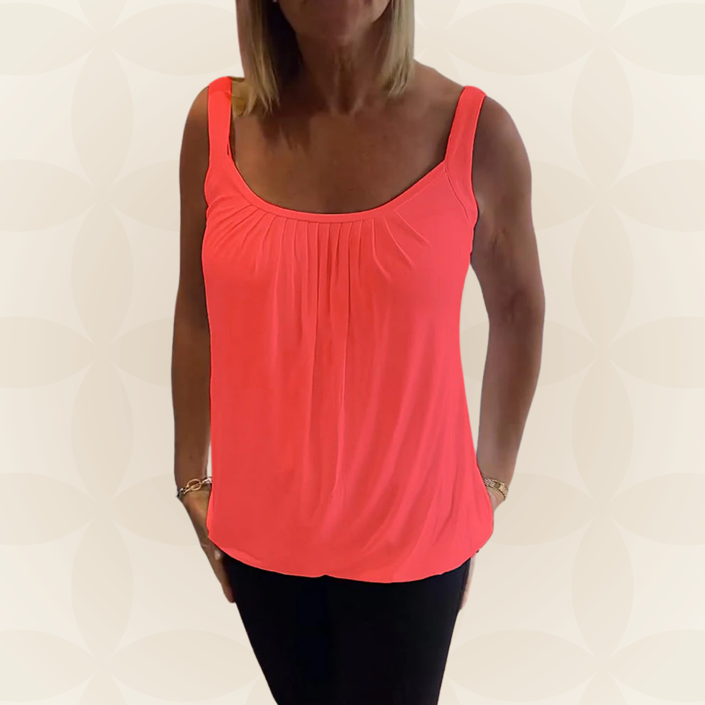 Sarah | Geplooide echte relaxte mouwloze top 1+1 GRATIS