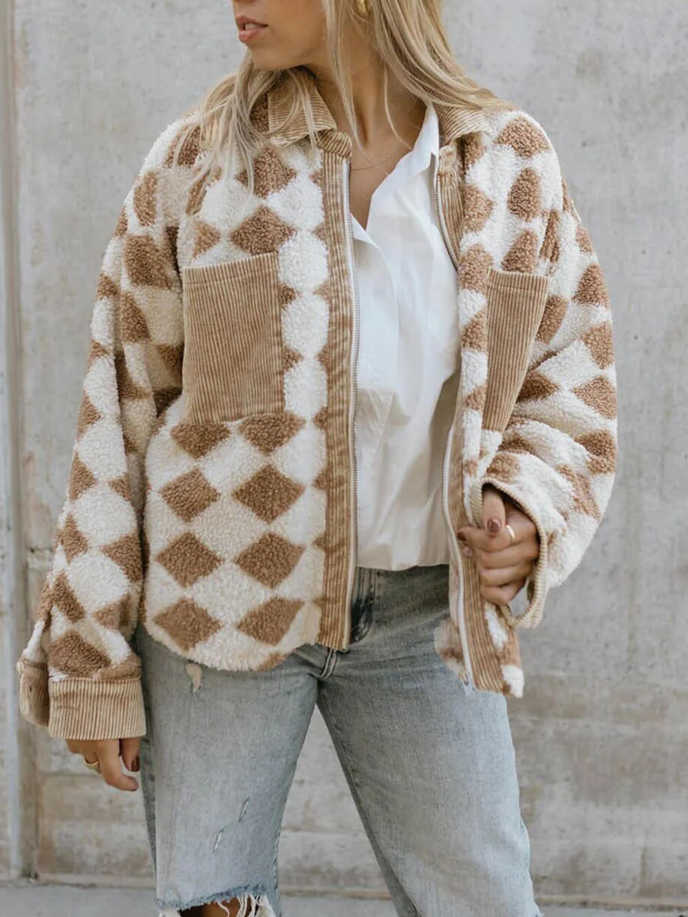 TAHIRA | Jas met rits van fleece
