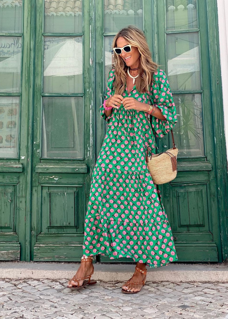 Elara | Luchtige maxi-jurk met unieke speelse print