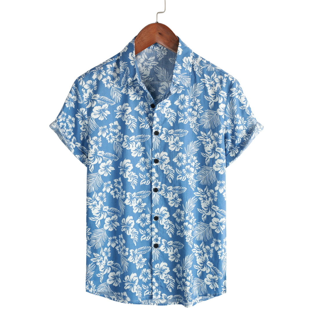 Aurelio | Hawaïblouse met korte mouwen en bloemenpatroon