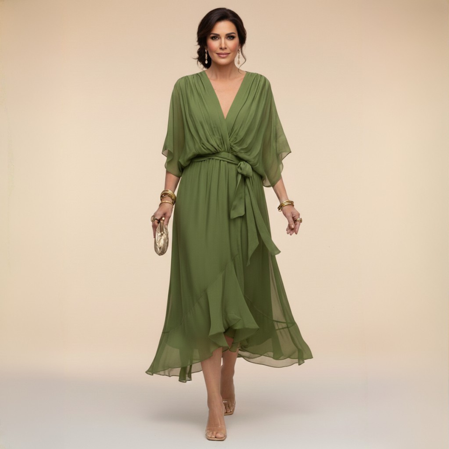 Juliette | Stijlvolle Chiffon Jurk met V-Hals