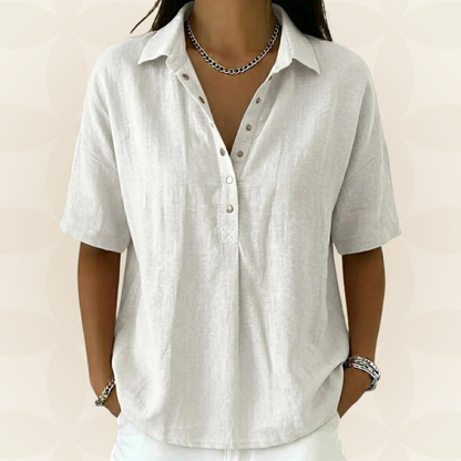 Amber | Blouse met kraag en knoopdetail 1+1 GRATIS
