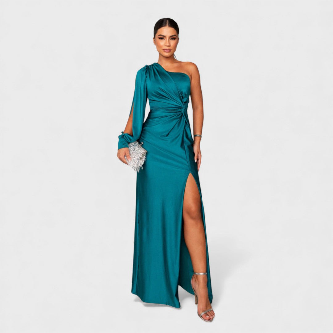 VALERIE | Elegante Maxi Jurk met One-Shoulder Pasvorm voor Avond & Feest