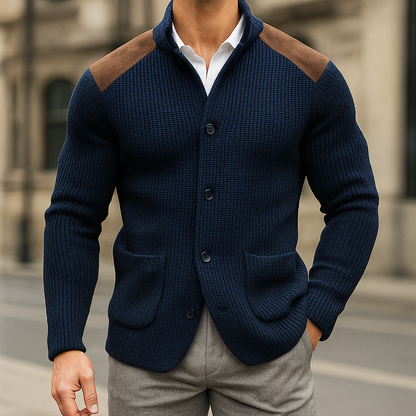 NATHARO | Gebreid Jasvest met Suède Accenten voor Comfort en Klasse