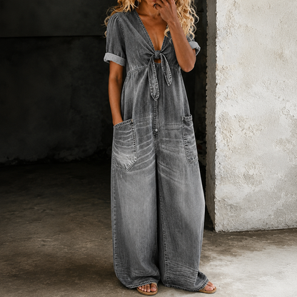 Catalina | Denim Jumpsuit met Wijde Pijpen