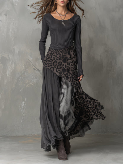 Kaia | Lange Jurk met Luipaardprint
