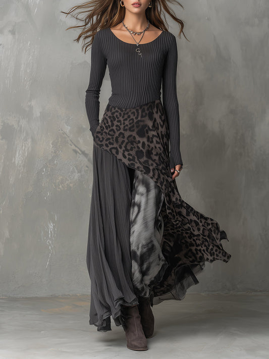 Kaia | Lange Jurk met Luipaardprint