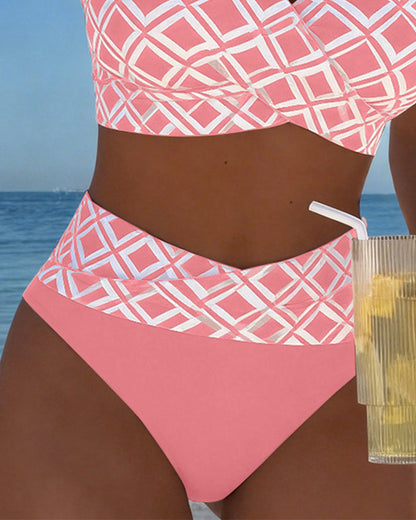 Mireia | High-waist bikini met ruitprint