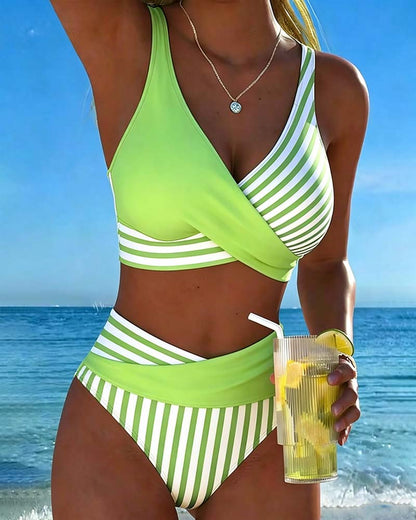 Émilienne | Overslagbikini met streeppatroon