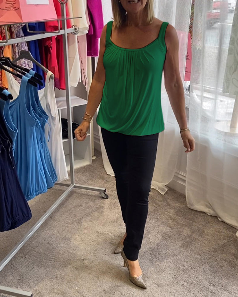 Sarah | Geplooide echte relaxte mouwloze top 1+1 GRATIS