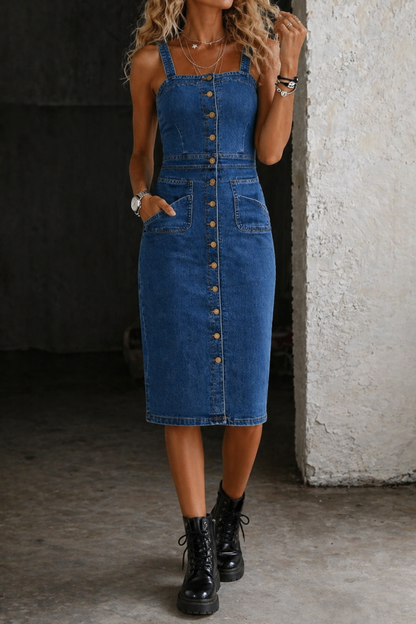 Serafina | Denim jurk met knoopsluiting