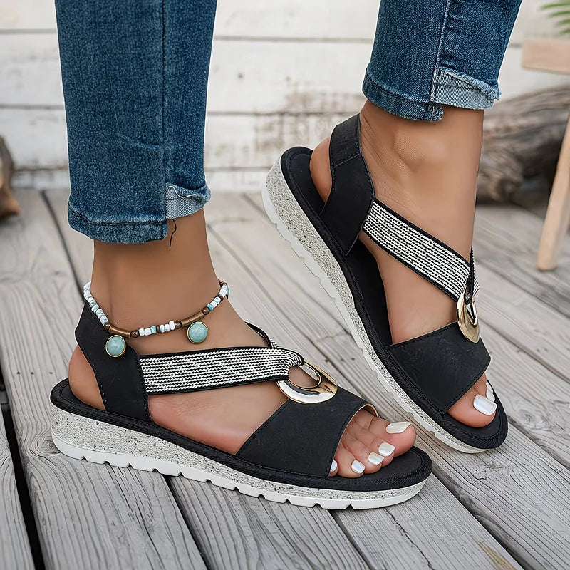 Sophie | Platte Sandalen met Metalen Gesp