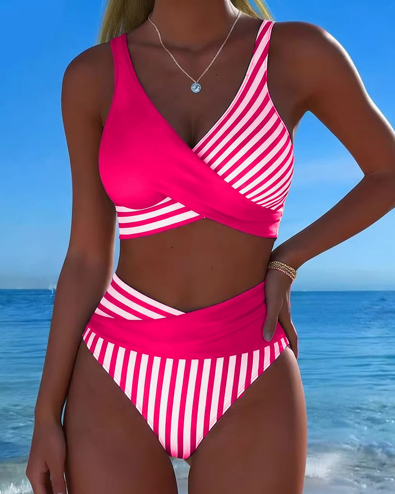 Émilienne | Overslagbikini met streeppatroon