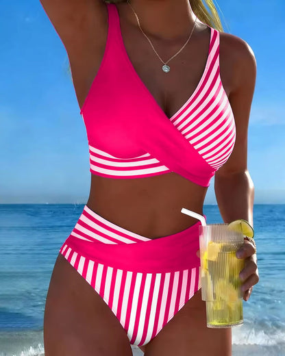Émilienne | Overslagbikini met streeppatroon