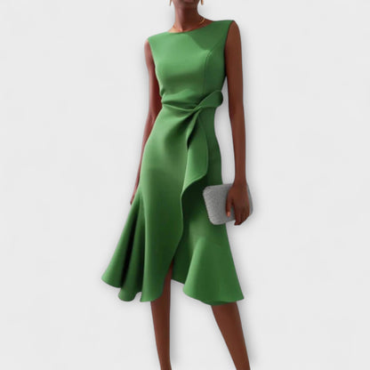 ESMÉE – Asymmetrische Midi Jurk met Drapage