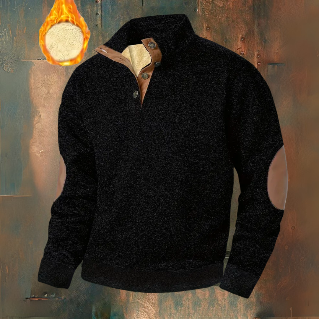 LEANDRO | Warme fleece trui met knoopsluiting