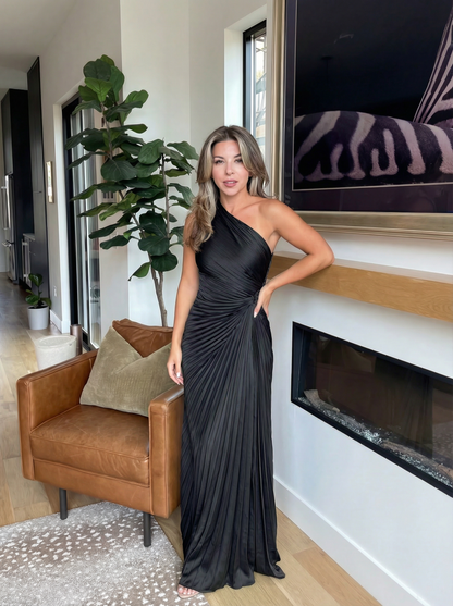 Alessandra | Elegante One-Shoulder Jurk met Plooidetails