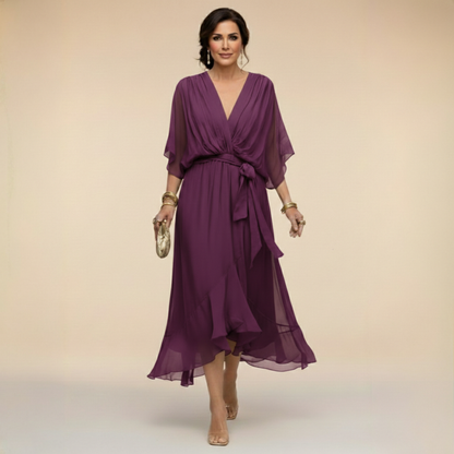 Juliette | Stijlvolle Chiffon Jurk met V-Hals