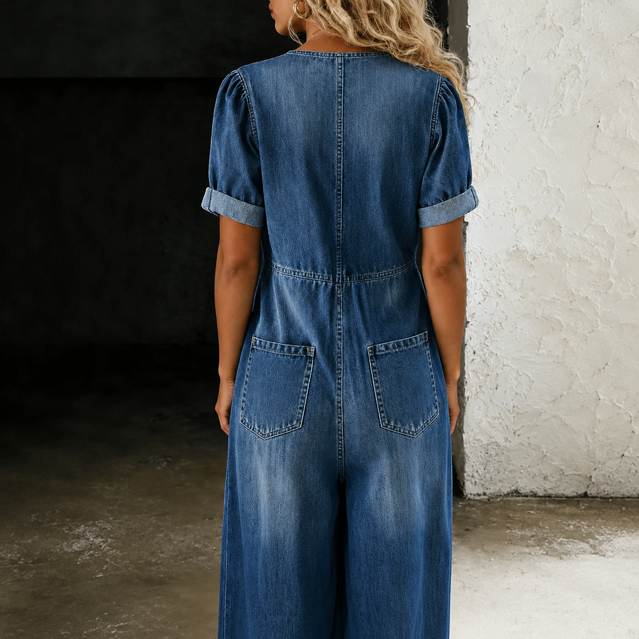 Catalina | Denim Jumpsuit met Wijde Pijpen