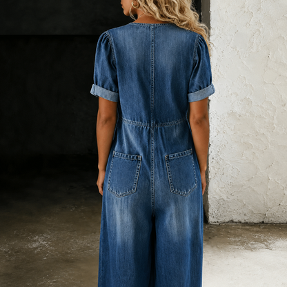 Catalina | Denim Jumpsuit met Wijde Pijpen