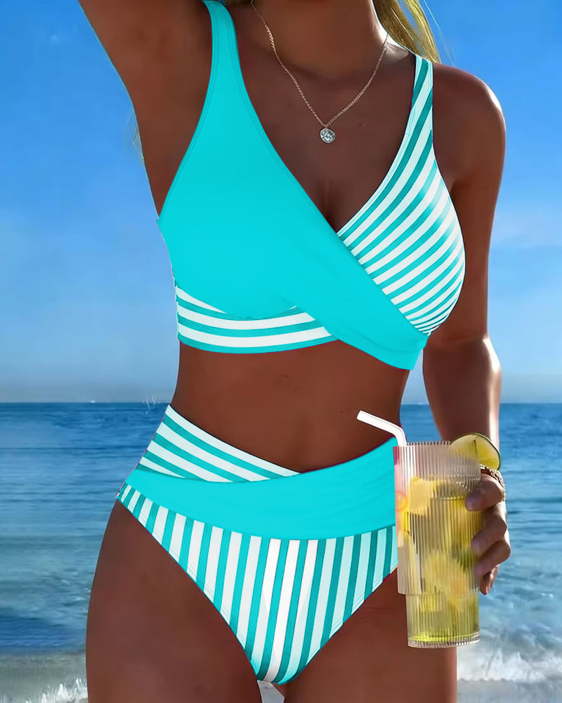 Émilienne | Overslagbikini met streeppatroon