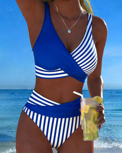 Émilienne | Overslagbikini met streeppatroon
