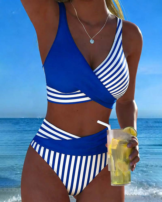 Émilienne | Overslagbikini met streeppatroon