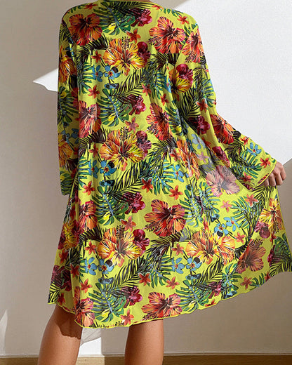 Fleurine | Bikini met bloemenprint en strandcover-up