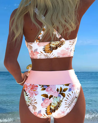 Rosina | Bikini met bloemenprint en contrastdetails
