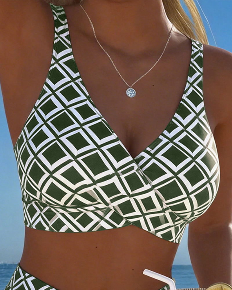 Mireia | High-waist bikini met ruitprint