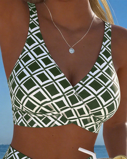 Mireia | High-waist bikini met ruitprint
