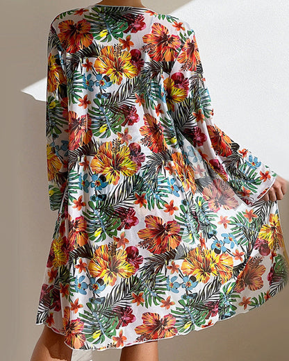 Fleurine | Bikini met bloemenprint en strandcover-up