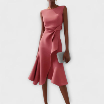 ESMÉE – Asymmetrische Midi Jurk met Drapage