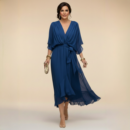 Juliette | Stijlvolle Chiffon Jurk met V-Hals