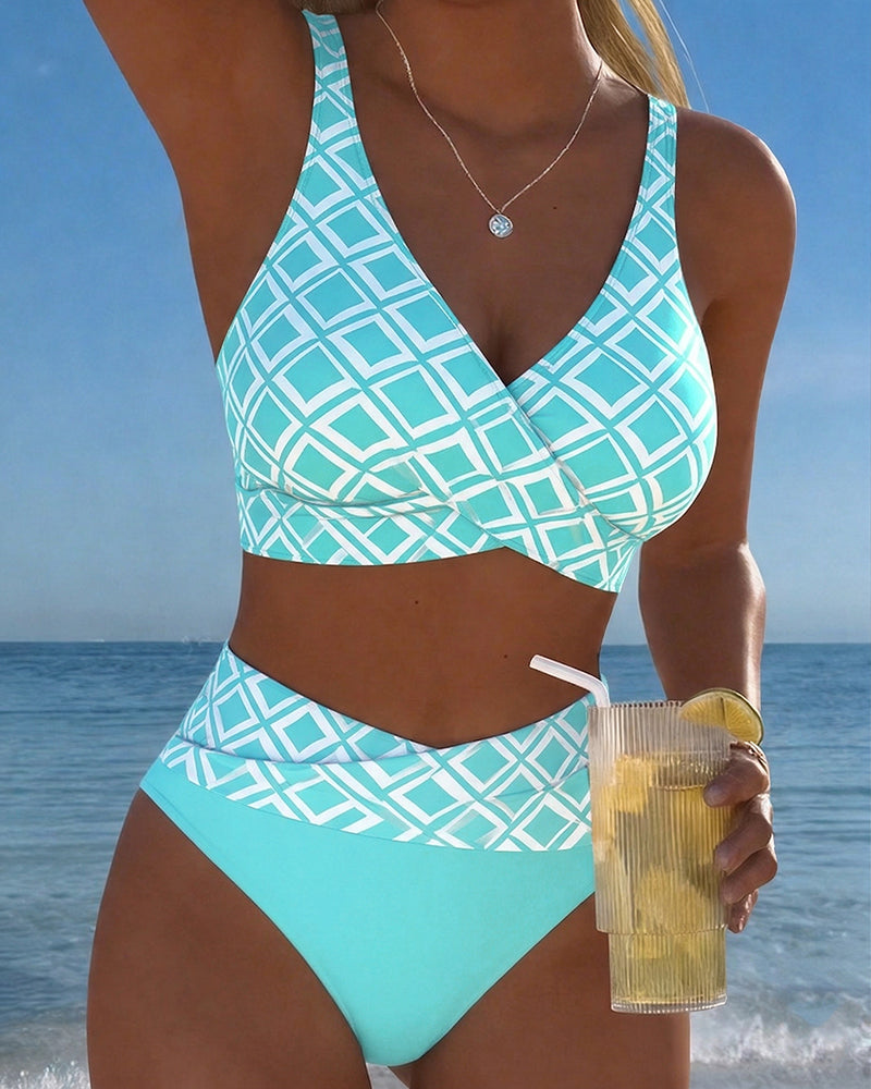 Mireia | High-waist bikini met ruitprint